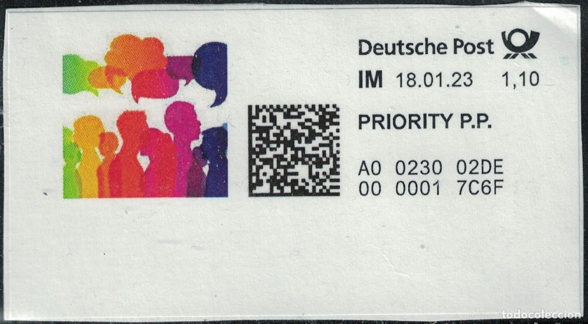 Sellos: Alemania Vignette QR Code Communication Orale &eacute;l&eacute;ments graphiques phylact&egrave;res SU - Foto 1