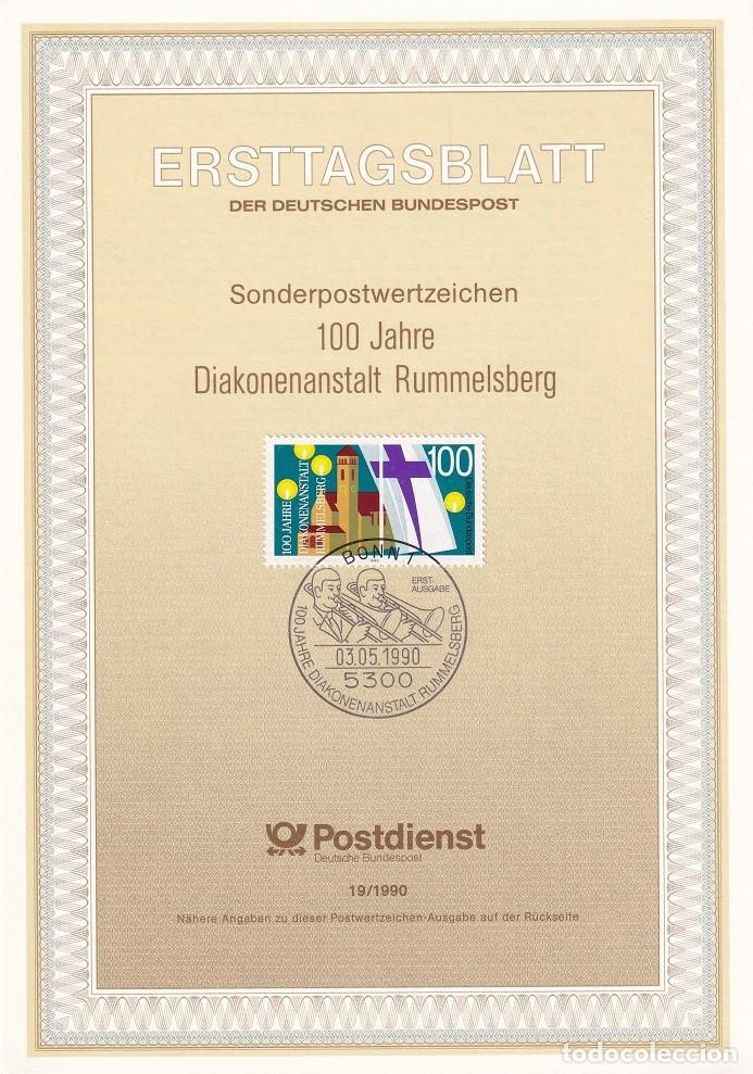 Francobolli: Ersttagsblatt 19/1990 Bon / 100 Jahre Diakonenanstalt Rummelsberg - Centenario del Diaconado de Ru..