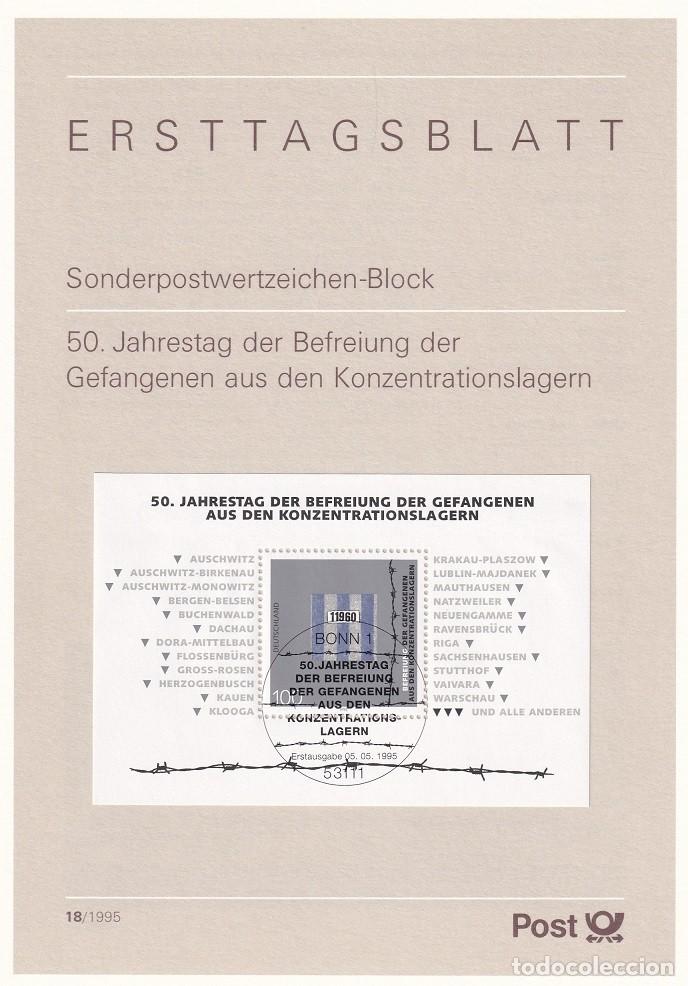 Timbres: Ersttagsblatt 18/1995 Bon / 50 Jahrestag der Befreiung der Gefangenen aus den Konzentrationslagern..