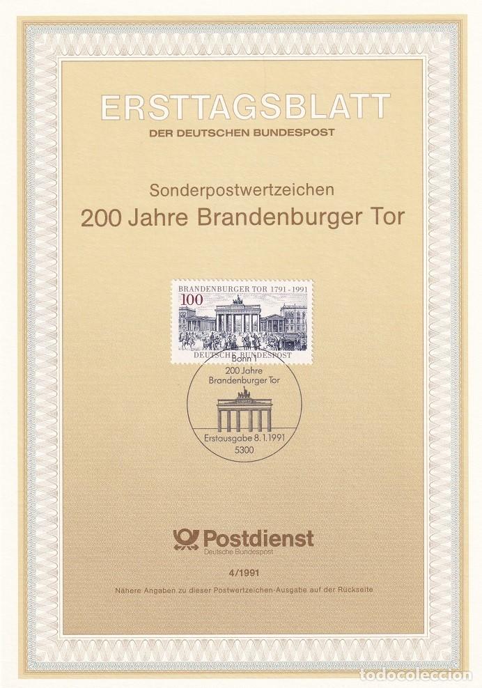 Francobolli: Ersttagsblatt 4/1991 Bon / 200 Jahre Brandenburger Tor - Bicentenario de la Puerta de Brandemburgo