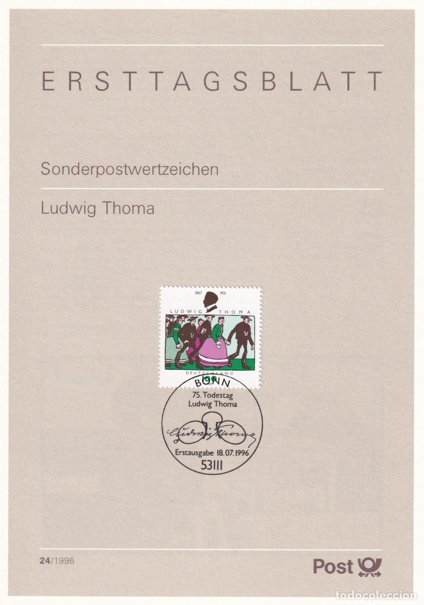 Briefmarken: Ersttagsblatt 24/1996 Bon / Ludwig Thoma - 50 Aniv. de la muerte del escritor Ludwig Thomas &middot; Boda..