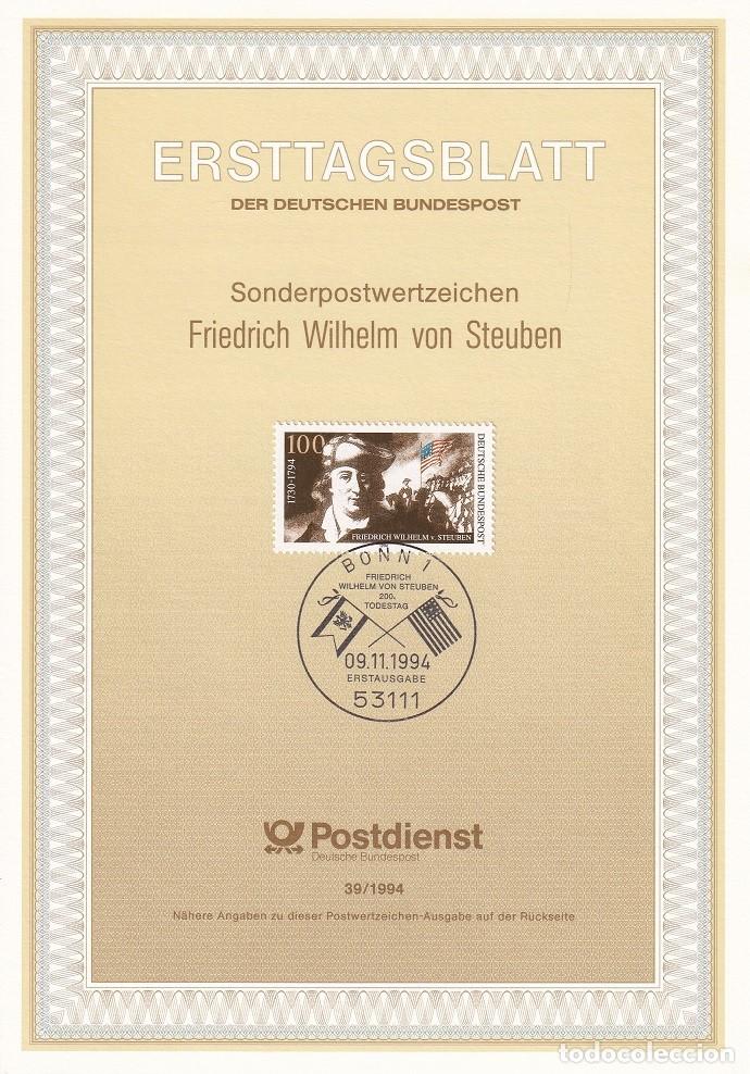 Stamps: Ersttagsblatt 39/1994 Bon / Friedrich Wilhelm von Steuben - Cuadro La batalla de Saratoga &middot; Bicent..