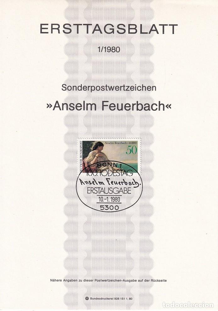 Sellos: Ersttagsblatt 1/1980 Bon / Anselm Feuerbach - Centenario de la muerte del pintor Anselm Feuerbach ..