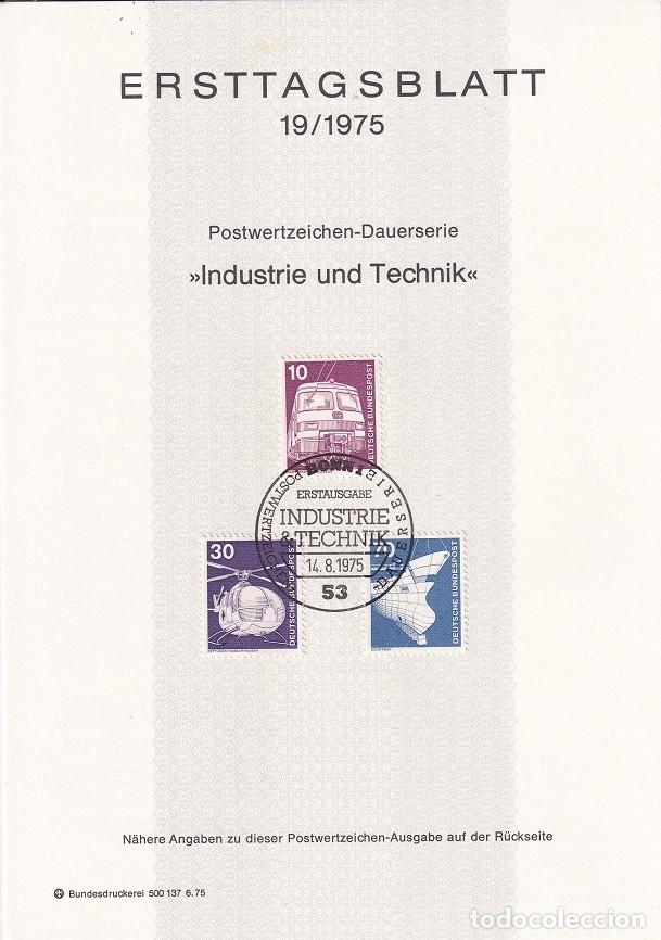 Sellos: Ersttagsblatt 19/1975 Bon / Industrie und Technik - Industria y t&eacute;cnica &middot; Tren ET 420/421 &middot; Helic&oacute;..