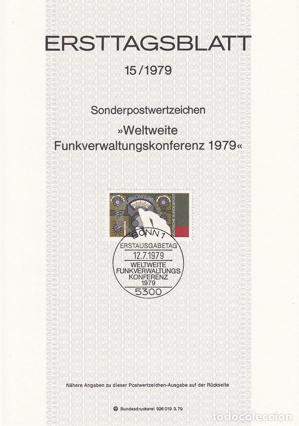 Selos: Ersttagsblatt 15/1979 Bon / Weltweite Funkverwaltungskonferenz 1979 - Congreso compa&ntilde;&iacute;as emisoras ..