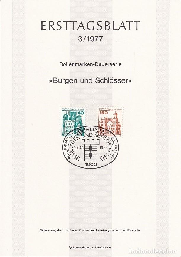 Sellos: Ersttagsblatt 3/1977 Berl&iacute;n / Burgen und Schl&ouml;sser - Castillos y palacios &middot; Eltz &middot; Pfaueninsel