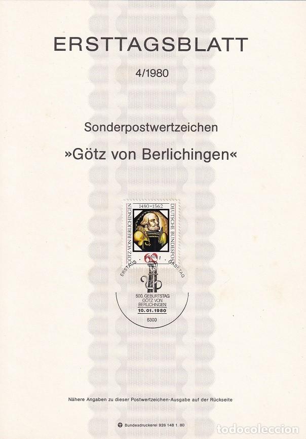 Stamps: Ersttagsblatt 4/1980 Bon / G&ouml;tz von Berlichingen - 500 Aniv. nacimiento de G&ouml;tz von Berlichingen 1..
