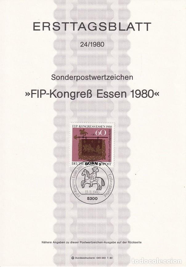 Timbres: Ersttagsblatt 24/1980 Bon / FIP-Kongress Essen 1980 - Congreso de la federaci&oacute;n internacional de f..