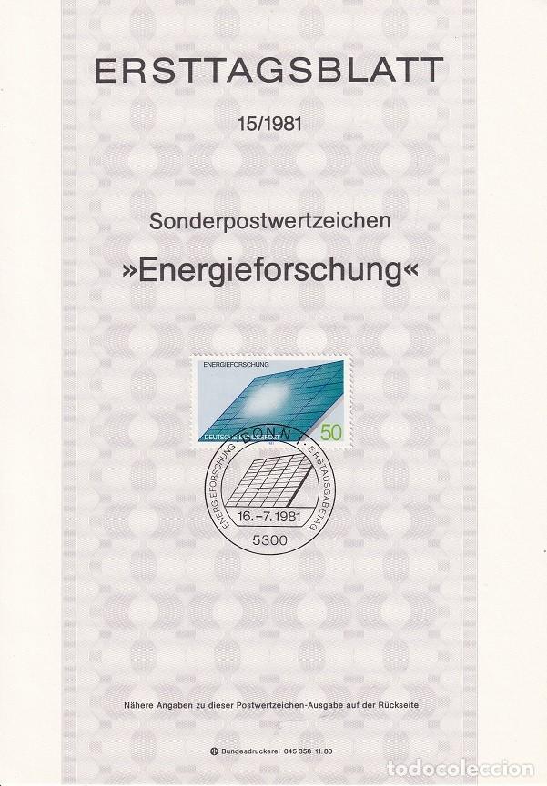 Selos: Ersttagsblatt 15/1981 Bon / Energieforschung - Energ&iacute;a renovable &middot; Energ&iacute;a solar