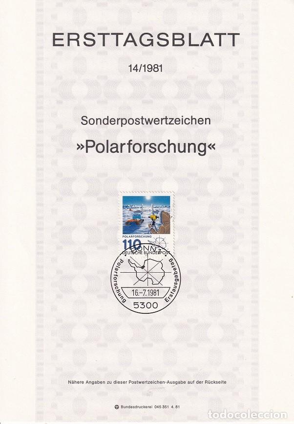 Timbres: Ersttagsblatt 14/1981 Bon / Polarforschung - Expedici&oacute;n polar en la Ant&aacute;rtida &middot; Estaci&oacute;n Georg von..