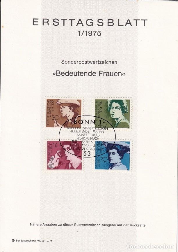 Selos: Ersttagsblatt 1/1975 Bon / Bedeutende Frauen - Personajes famosos Escritoras &middot; Annette Kolb 1870-...