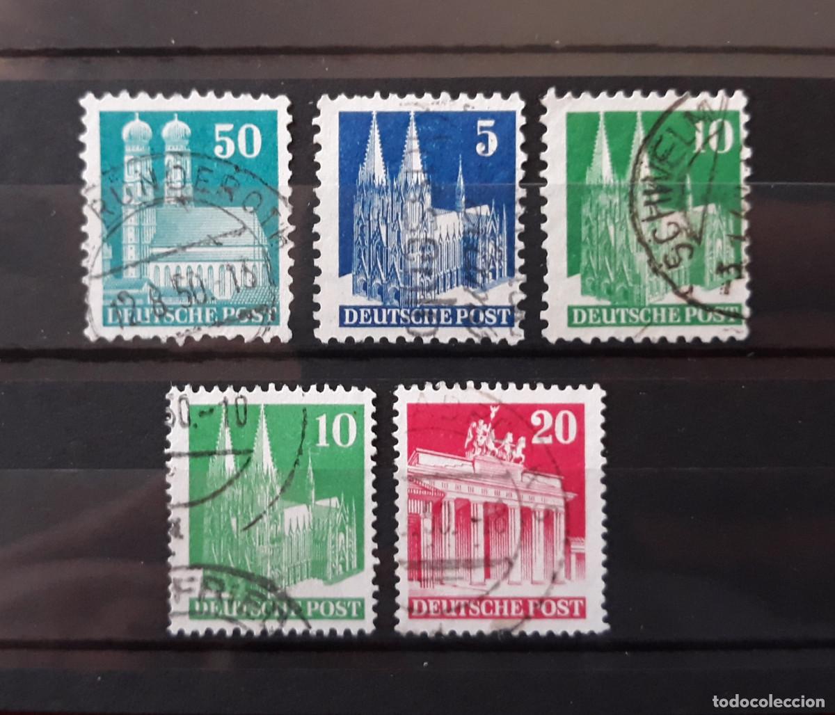 Stamps: Alemania Oc. Aliada 1948 Yvert 43,48,52,60 Michel 75,80,85,92 Usado Catedral Munich Colonia Berl&iacute;n