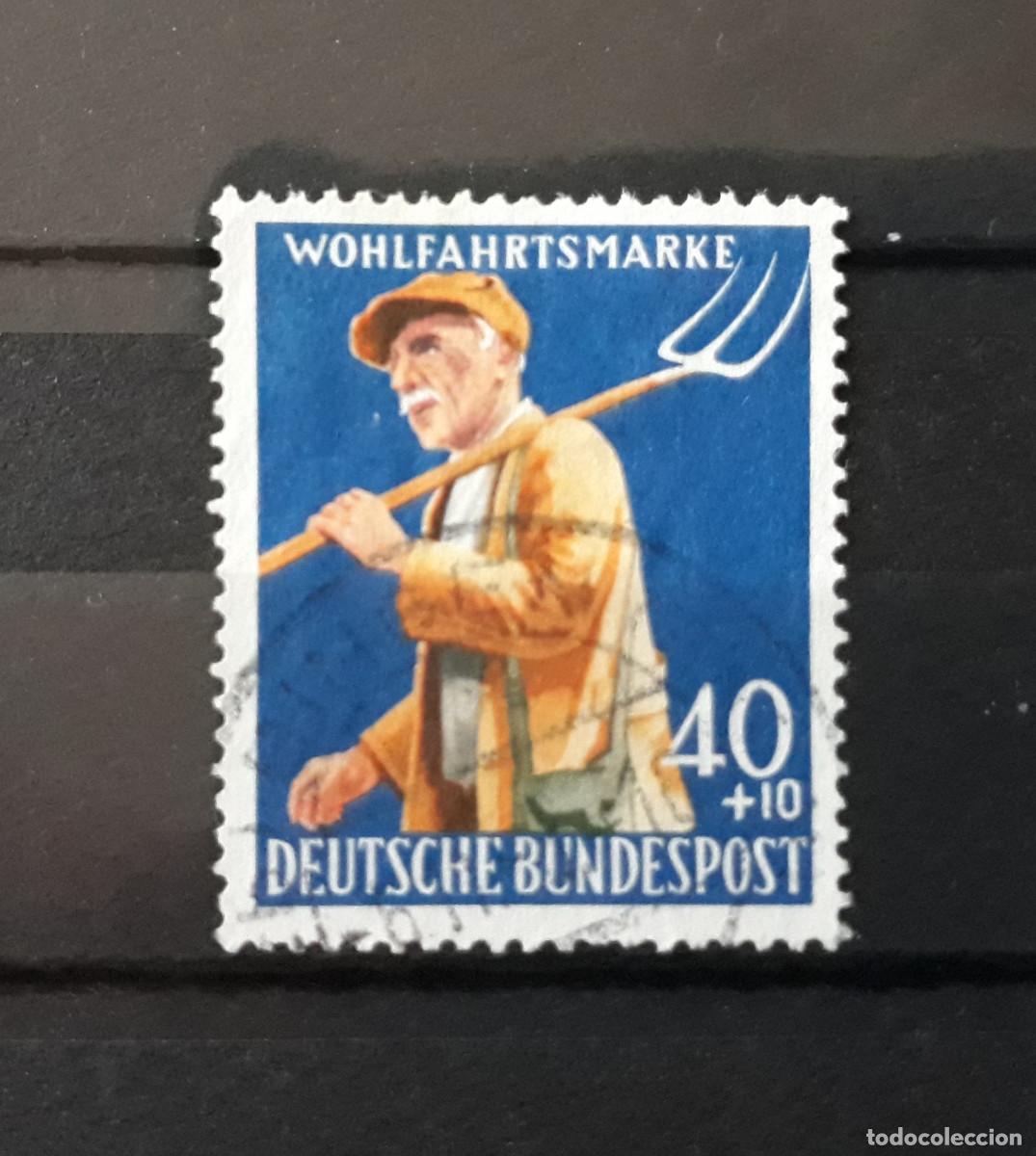 Stamps: Alemania RFA 1958 Yvert 171 Michel 300 Usado Granjero Serie Benefactores humanidad