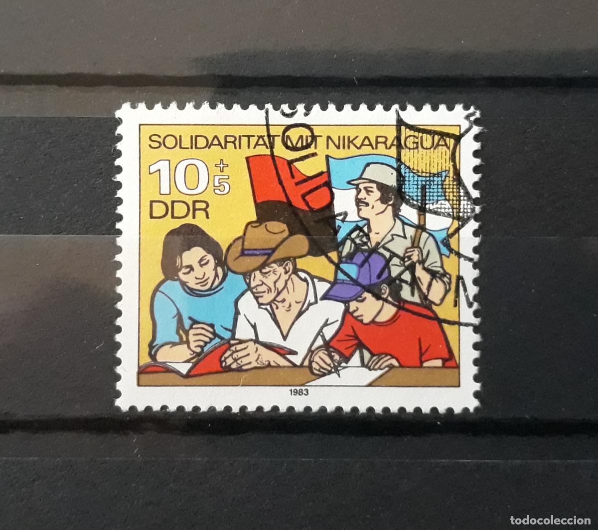 Francobolli: Alemania RDA 1983 Yvert 2473 Michel 2834 Usado Solidaridad con Nicaragua