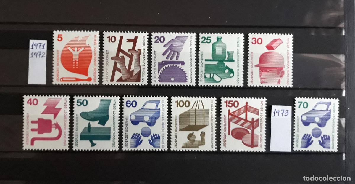 Stamps: Alemania Berl&iacute;n 1971 1972 1973 Yvert 378 - 398 + 396A MNH** Prevenci&oacute;n accidentes laborales