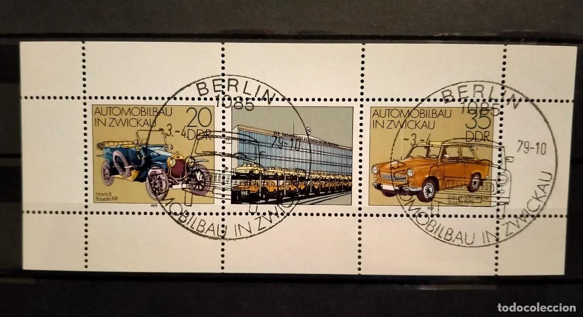 Stamps: Alemania RDA 1979 Yvert BF 52 Michel 2412-2413 KB Matasellado con goma Hoja bloque Industria coche