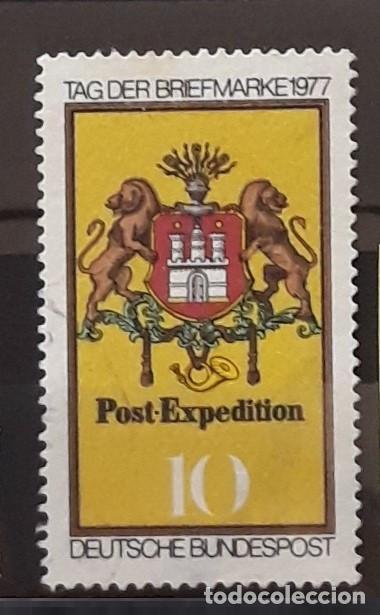 Stamps: Alemania RFA 1977 Usado D&iacute;a del Sello Escudo del correo de Hamburgo 1861