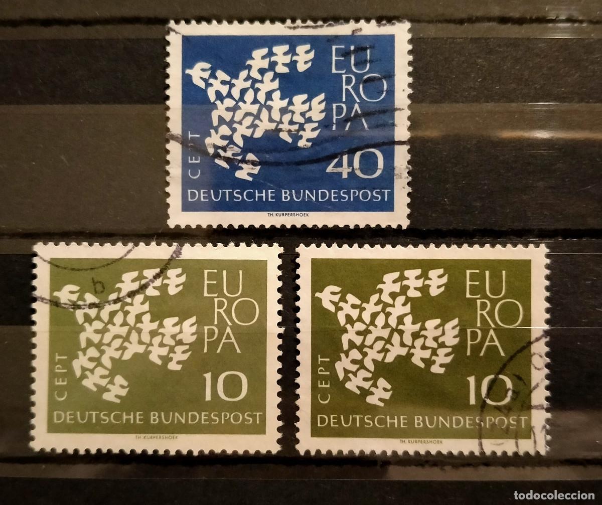 Stamps: Alemania RFA 1961 Yvert 239 - 240 Michel 367 - 368 Usado EUROPA CEPT Paloma Aves