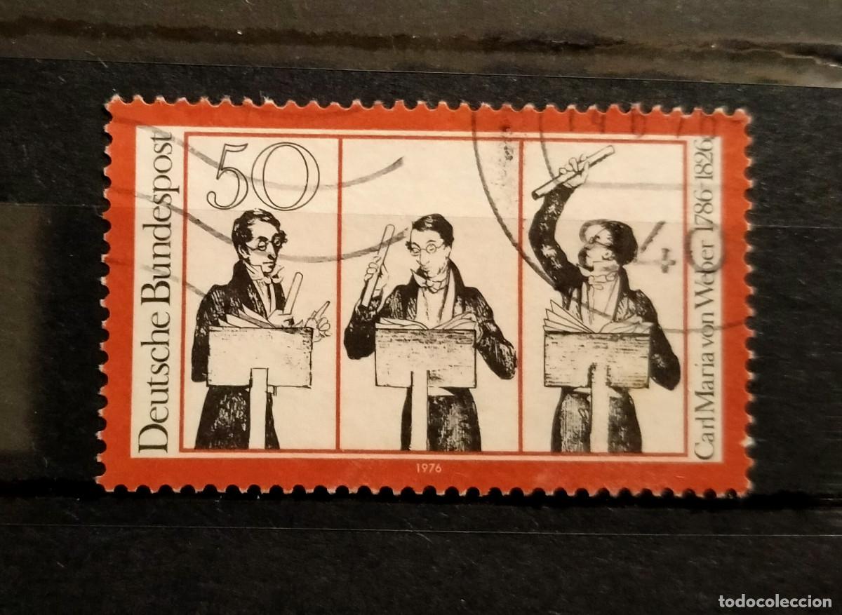 Stamps: Alemania RFA 1976 Yvert 743 Michel 894 Usado 150 Aniv. muerte Carl Maria von Weber M&uacute;sica