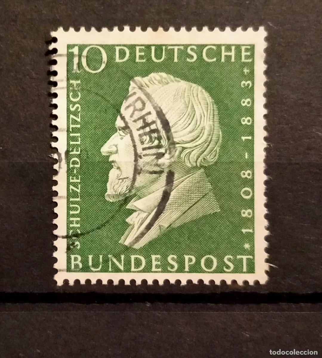 Stamps: Alemania RFA 1958 Yvert 167 Michel 293 Usado 150 Aniversario nacimiento Herman Schulze-Delitzsch