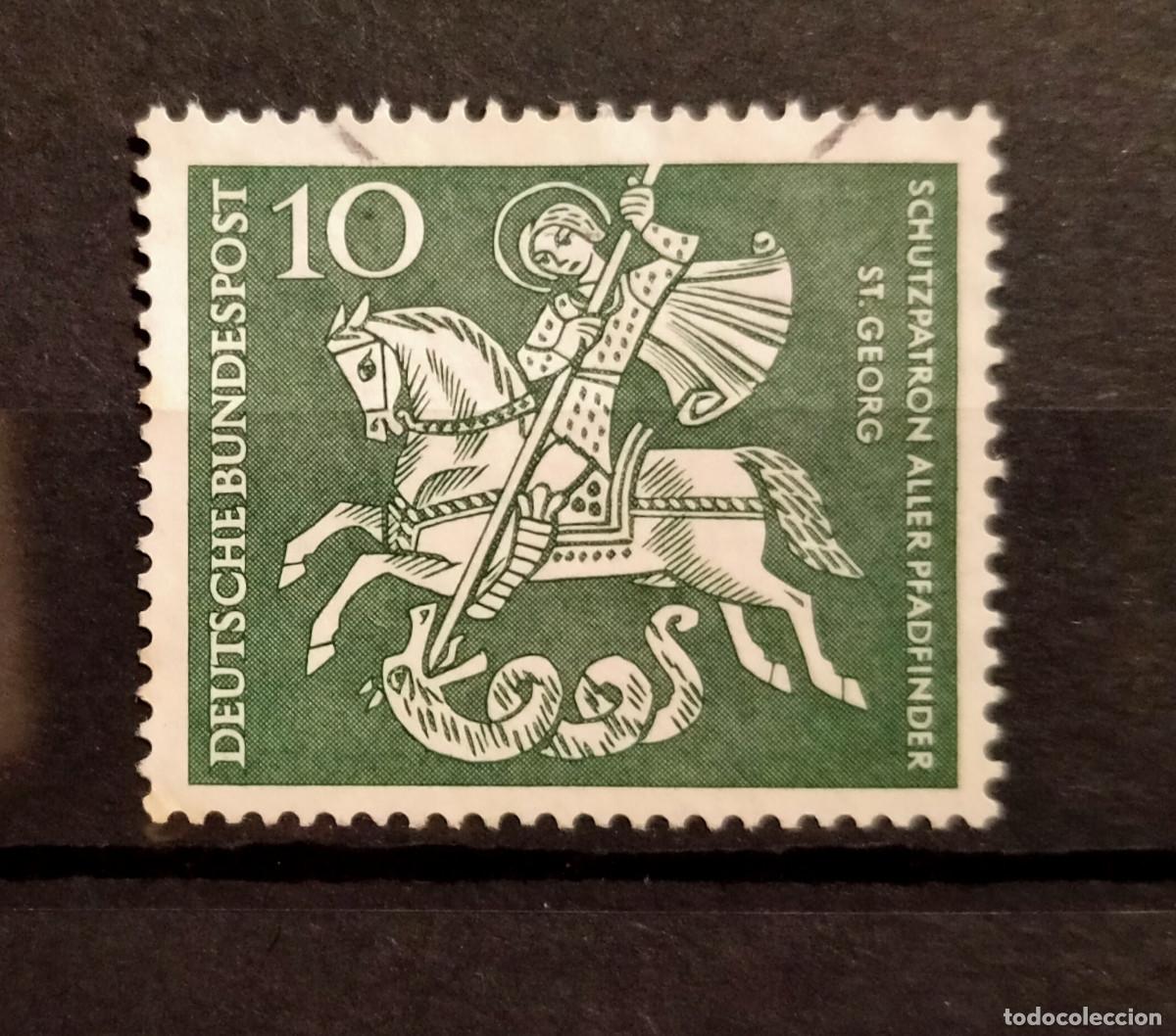 Stamps: Alemania RFA 1961 Yvert Michel Usado San Jorge patr&oacute;n de los Boy Scouts