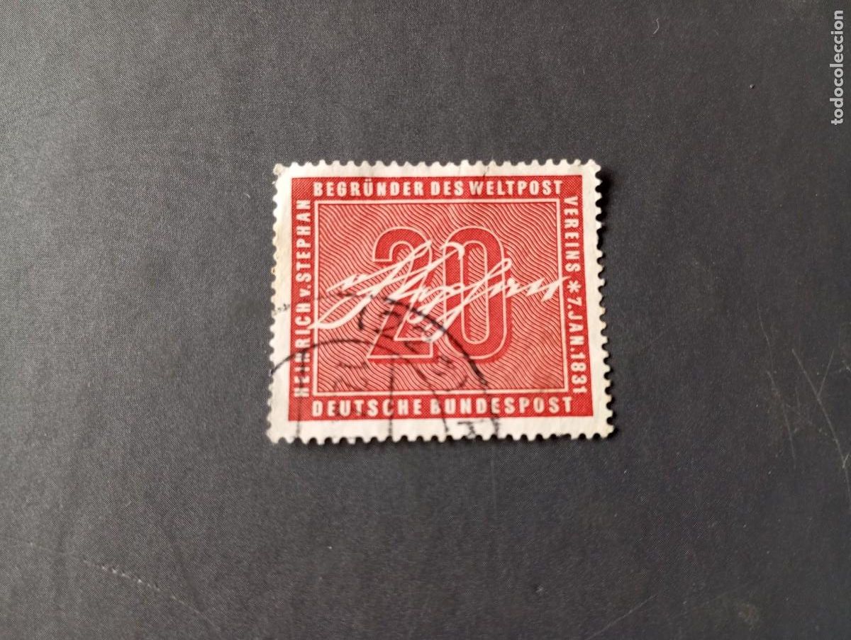 Sellos: ALEMANIA, REP&Uacute;BLICA FEDERAL,RFA, 1956, ANIVERSARIO DE VON STEPHAN, YT 104