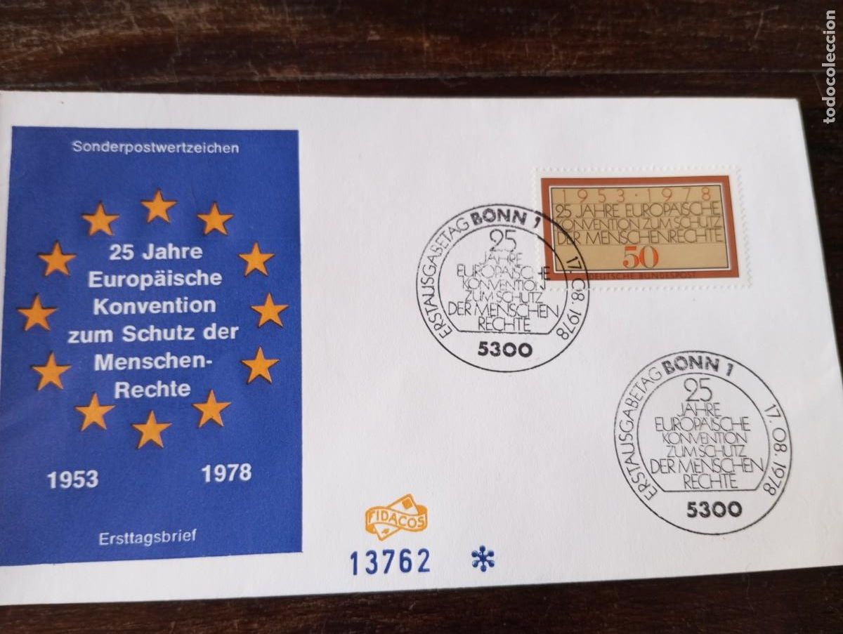 Stamps: ALEMANIA, REP&Uacute;BLICA FEDERAL, RFA,1977,CONVENCI&Oacute;N EUROPEA DERECHOS, SPD, YT 825