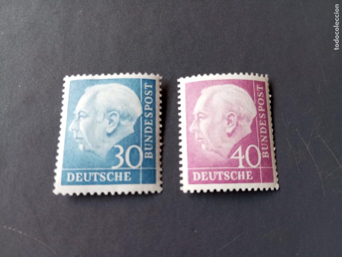 Sellos: ALEMANIA, REP&Uacute;BLICA FEDERAL, RFA ,1953, THEODORE HEUSS, YT 70/1