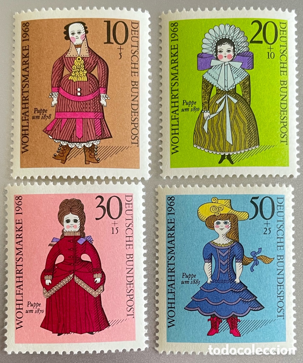 Sellos: Alemania. Mu&ntilde;ecas. 1968 - Foto 1