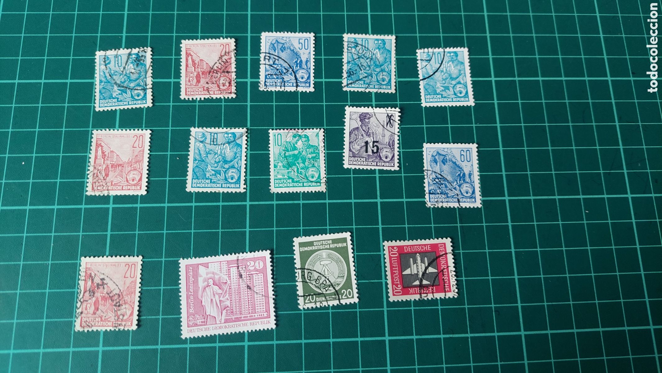 Francobolli: Alemania democr&aacute;tica oficios arquitectura avi&oacute;n emblema