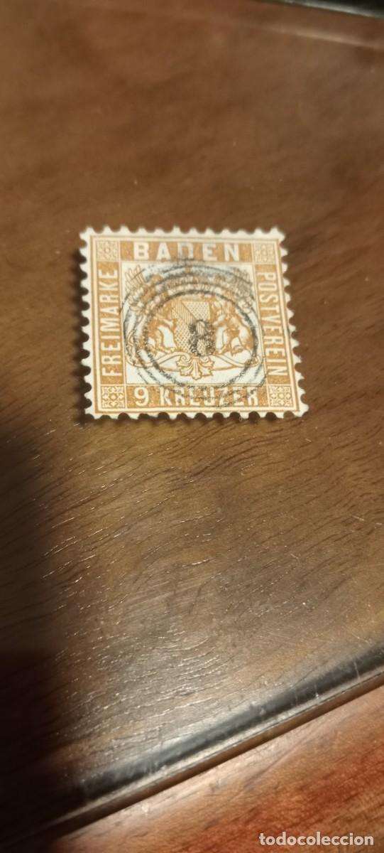 Sellos: ALEMANIA.- ESTADOS.- BADEN A&Ntilde;O 1862 YT BA15