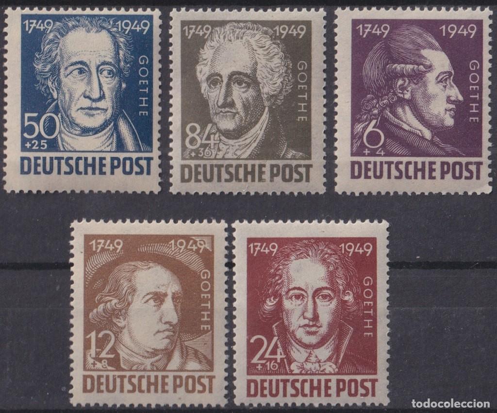 Sellos: F-EX47138 GERMANY RUSSIA ZONE 1949 MLH GOETHE.
