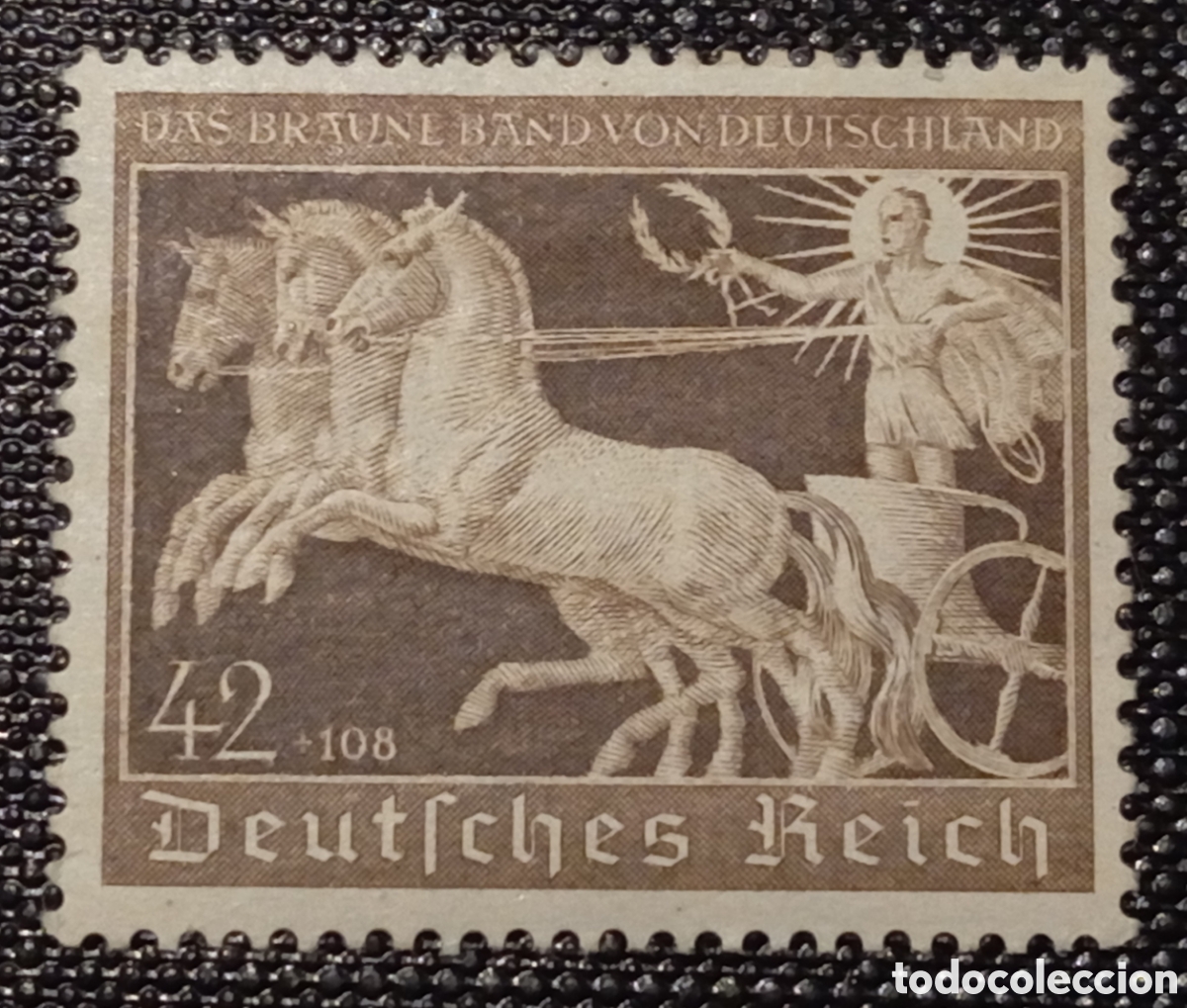 Sellos: Alemania - Imperio - 1940 - Correo - N&ordm; 00670 - */MH - 7&ordf; Ruban Brun Nuevo con Fijasello