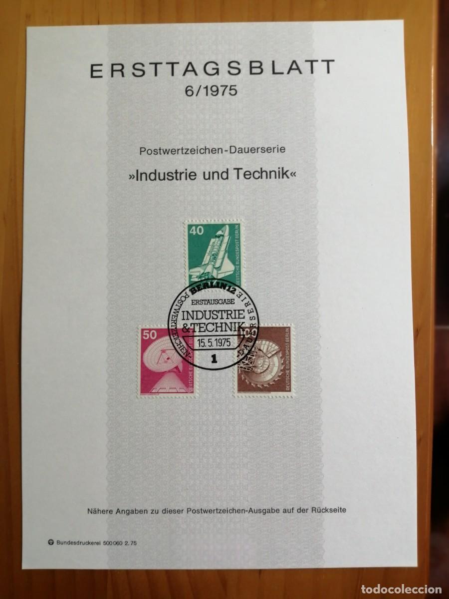 Selos: ALEMANIA - HOJA DEL PRIMER D&Iacute;A 6/1975 - INDUSTRIE UND TECHNIK