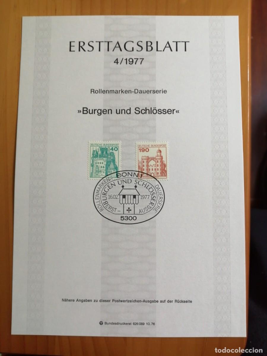 Stamps: ALEMANIA - HOJA DEL PRIMER D&Iacute;A 4/1977 - BURGEN UND SCHL&Ouml;SSER