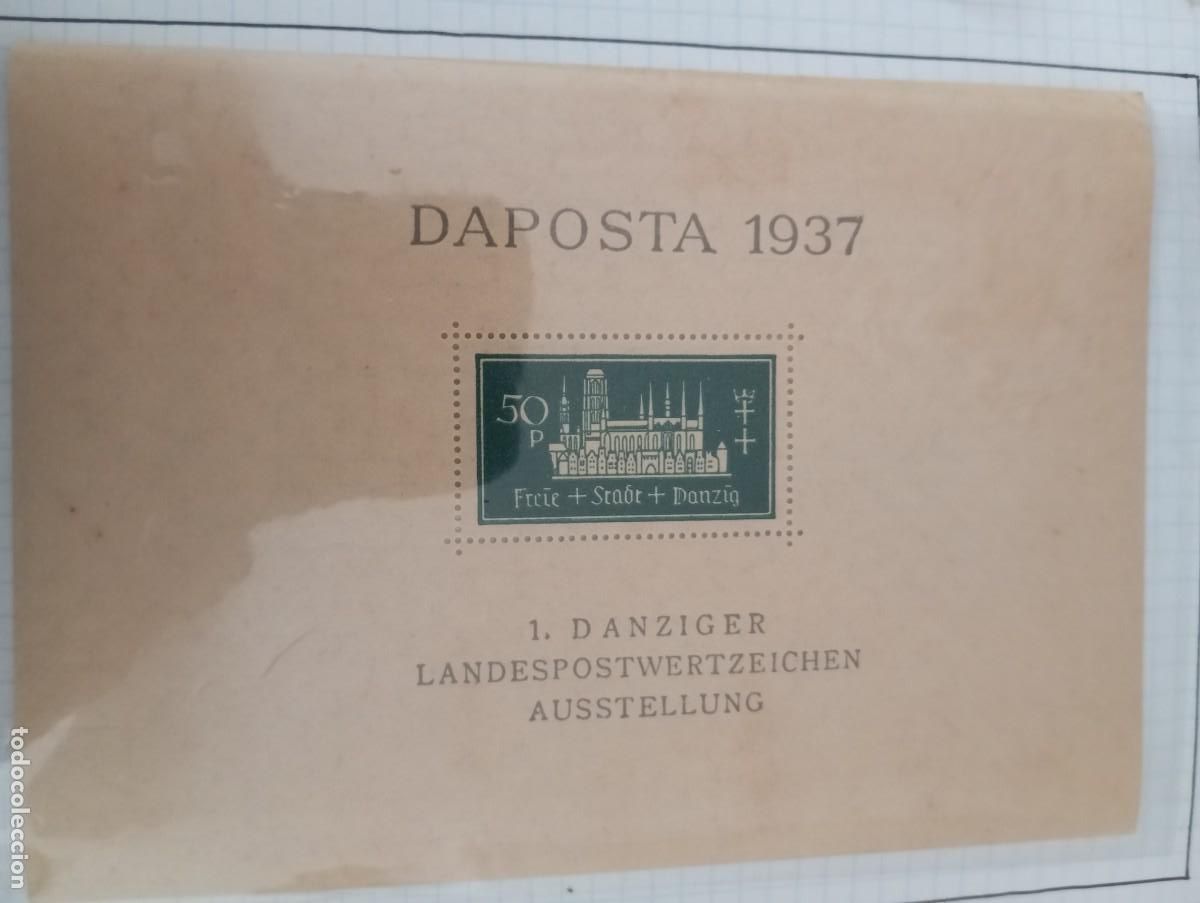 Sellos: DANZIG, 1937, EXPOSICION DAPOSTA, HB - Foto 1