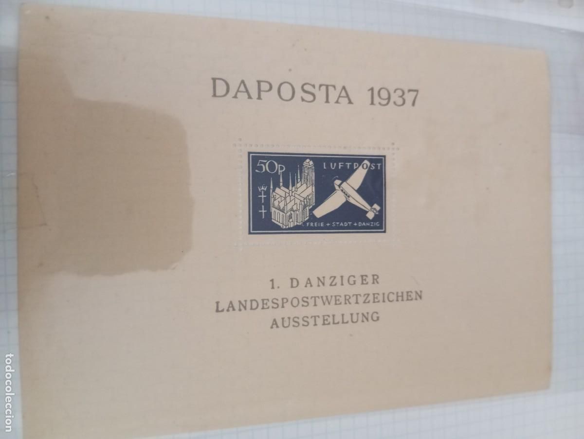 Sellos: DANZIG, 1937, EXPOSICION DAPOSTA, HB - Foto 1