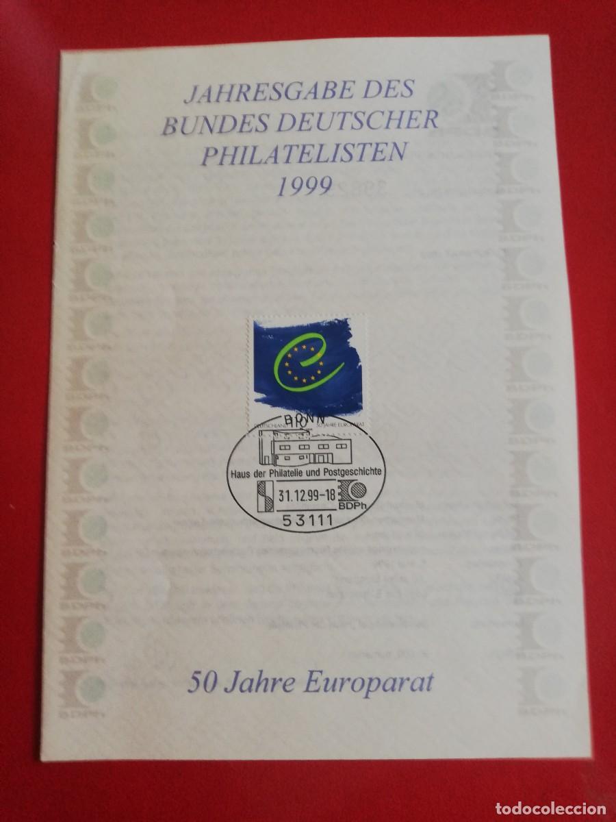 Sellos: REPUBLICA FEDERAL ALEMANA.-JAHRESGABE DES BUNDES DEUTSCHER PHILATELISTEN 1999.-50 JAHRE EUROPARAT