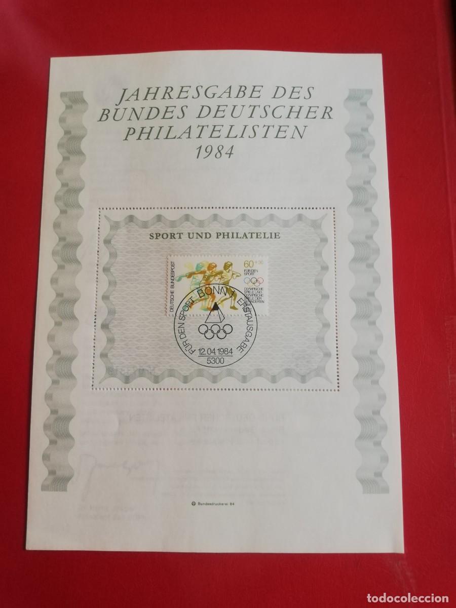 Sellos: REPUBLICA FEDERAL ALEMANA.-SPORT UND PHILATELIE 1984 CON SELLO DE LA RFA YT NUM. 1038