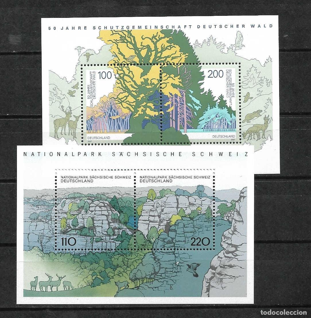 Timbres: Bosques estilizados protecci&oacute;n.. Alemania. hojitas a&ntilde;o 1997 . Yvert 5 &euro;