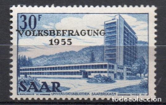 Francobolli: ALEMANIA SARRE A&Ntilde;O 1955 YV 346*** (SOBRECARGADO REFERENDUM) NUEVA BIBLIOTECA ARQUITECTURA