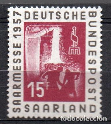 Francobolli: ALEMANIA SARRE A&Ntilde;O 1957 YV 382*** FERIA INTERNACIONAL DE SAARBRUCKEN IND&Uacute;STRIA T&Eacute;CNICA METAL&Uacute;RGICA