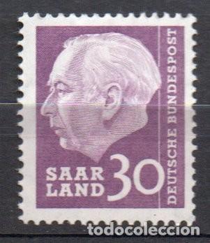 Francobolli: ALEMANIA SARRE A&Ntilde;O 1957 YV 373*** PRESIDENTE THEODOR HEUSS PERSONAJES