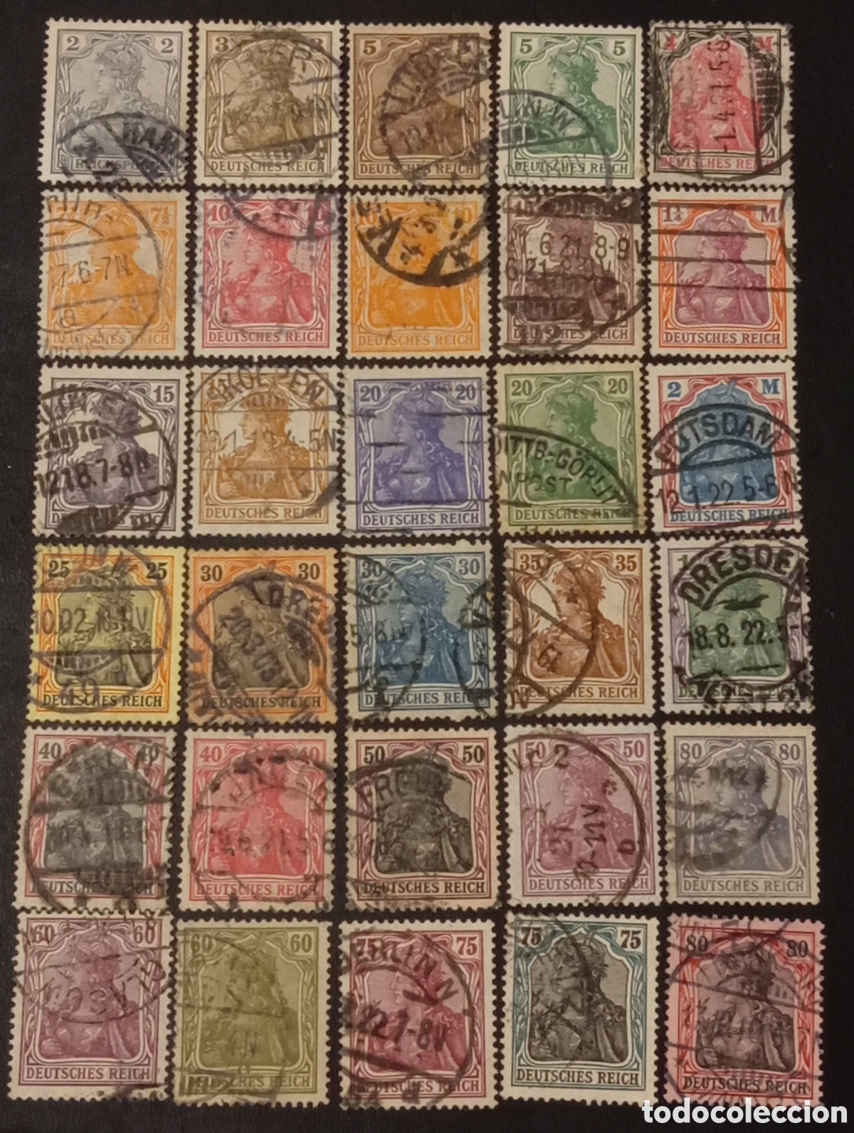 Sellos: Serie 30 Sellos imperio Alem&aacute;n 1920 Leyenda Deutsches Reich