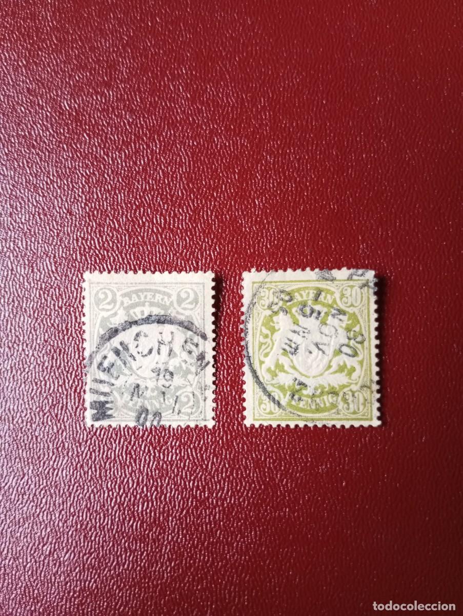 Sellos: ALEMANIA, BAVIERA, 1900, ESCUDO, MICHEL 65/6