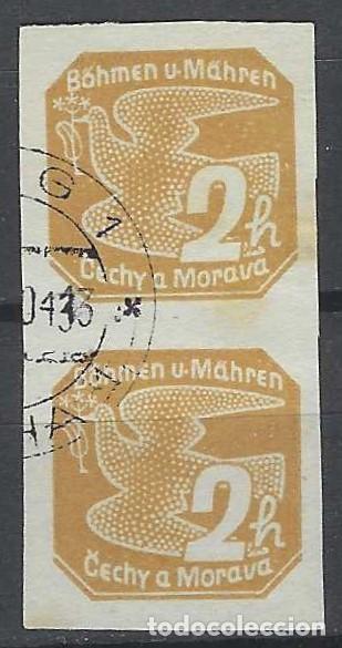 Selos: BOHEMIA Y MORAVIA 1939 - SELLO PARA PERI&Oacute;DICOS, OCRE - USADO EN PAREJA