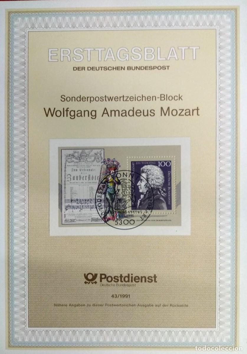 Sellos: Alemania Wolfgang Amadeus Mozart ETB Mi Bloque 26, Bonn 05/11/91 -