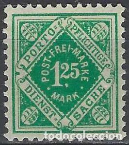 Selos: W&Uuml;RTTEMBERG 1921 - S. SERVICIO, NUEVOS COLORES, 1.25 VERDE ESMERALDA - MH*