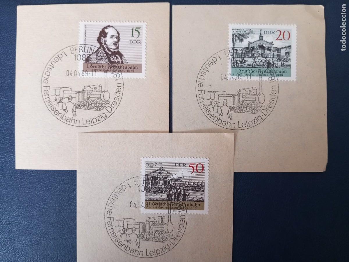 Sellos: ALEMANIA, REP&Uacute;BLICA DEMOCRATICA,RDA,DDR, 1989, FRIEDRICH LISTEDT Y FERROCARRIL, YT 2843/5
