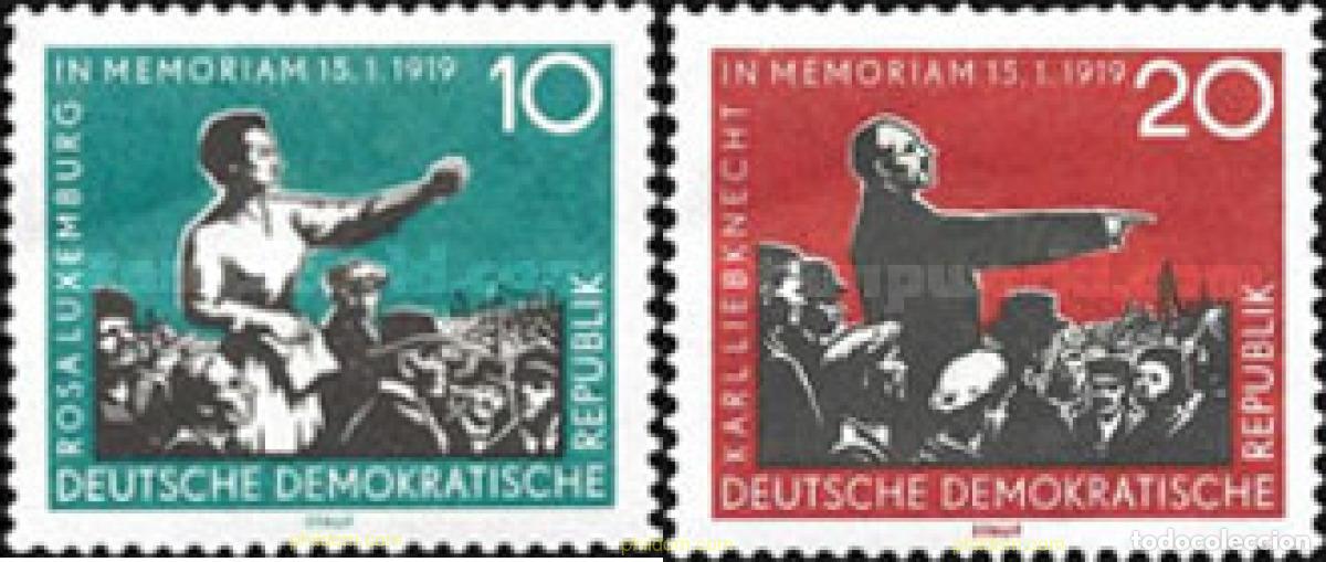 Selos: 705452 HINGED ALEMANIA DEMOCRATICA 1959 40 ANIVERSARIO DE LA MUERTE DE ROSA LUXEMBURG Y KARL LIEBKN